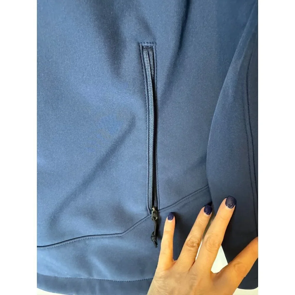 The North Face Coat Men Large Navy Blue Full Zip Mock Neck Soft‎ Shell Jacket